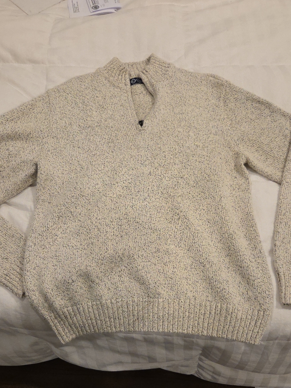 Chaps Cream Marled V-Neck Sweater